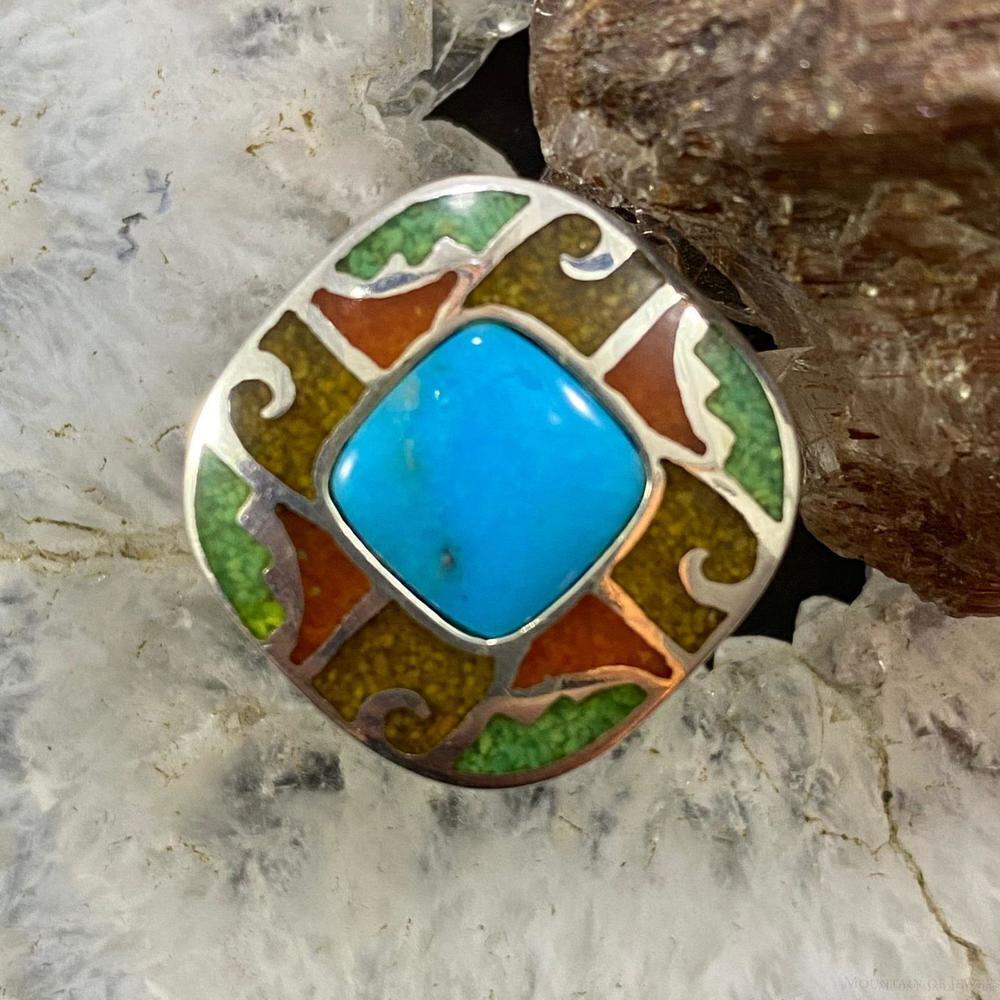 Carolyn Pollack Sterling Silver Multistone Chip Inlay Mosaic Ring For Women